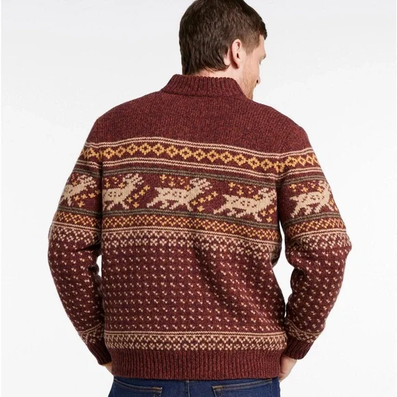 L.L.Bean Men Classic Ragg Wool Sweater, Henley, Fair Isle Size Medium - Picture 3 of 10